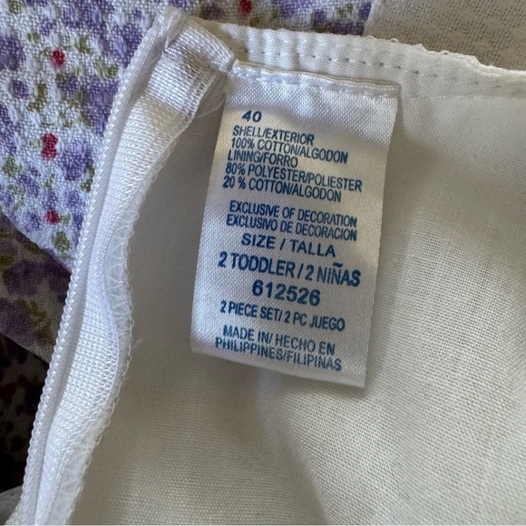 VTG B.T. Kids Dress Floral Lavender White Sleeveless Toddler Girl 2T - Picture 6 of 6